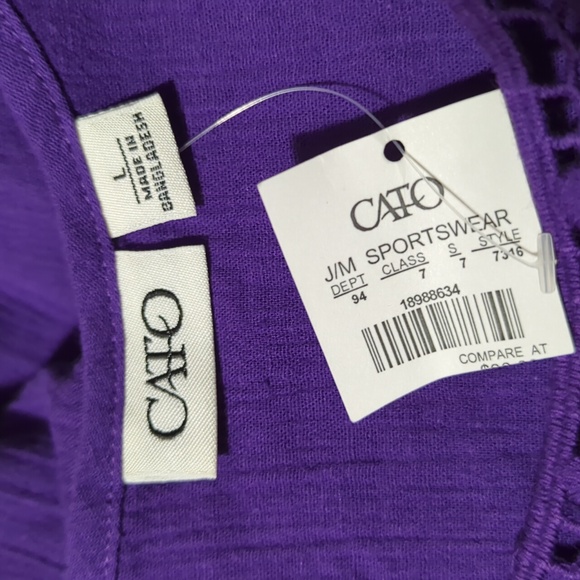 Cato Top Size L Purple Pull Over Lace Around Neckline Sleeveless New With Tags - Picture 4 of 9